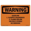 Signmission OSHA Warning Sign, 7" H, 10" W, Rigid Plastic, Gasoline 1. Slightly Hazardous 2. Flames, Landscape OS-WS-P-710-L-12154